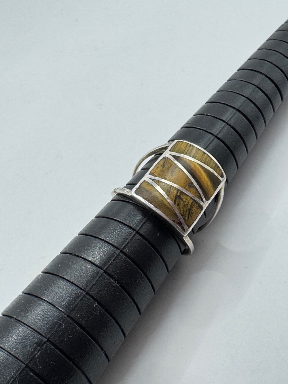 Vintage Native American ring NO 925 SterlingTMA Tiger’s Eye Inlay